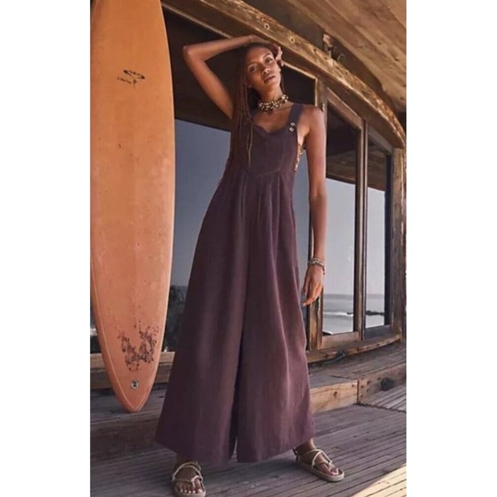 Free People Sun Drenched Overalls Brown